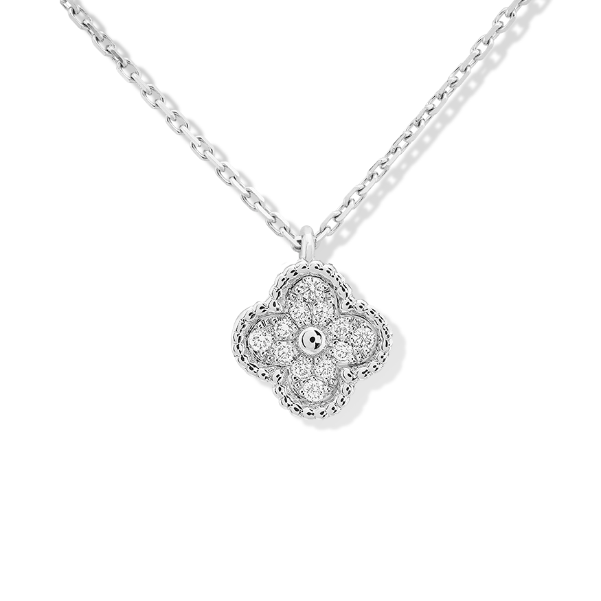 Sweet van cleef replica Alhambra white gold pendant