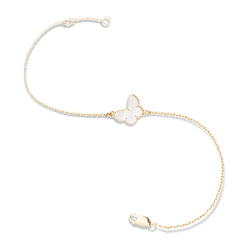 Sweet imitation Van Cleef & Arpels Alhambra butterfly yellow gold bracelet white mother-of-pearl