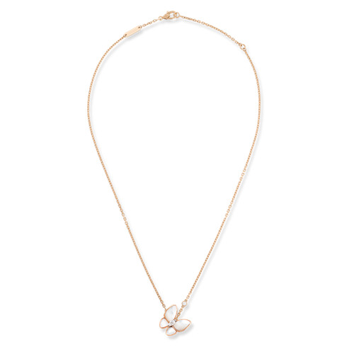 Van Cleef & Arpels Yellow Gold Diamond Butterfly Pendant Necklace – CIRCA