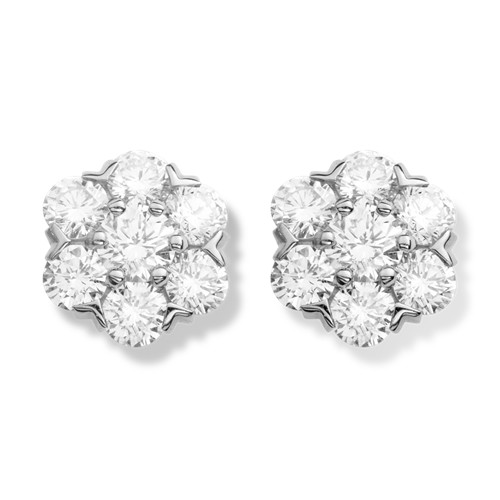 Fleurette fake Van Cleef & Arpels earrings white gold large model with round diamonds