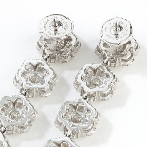 Fleurette fake Van Cleef & Arpels earrings white gold large model with round diamonds