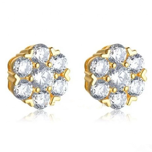 Fleurette replica Van Cleef & Arpels earrings yellow gold large model with round diamonds