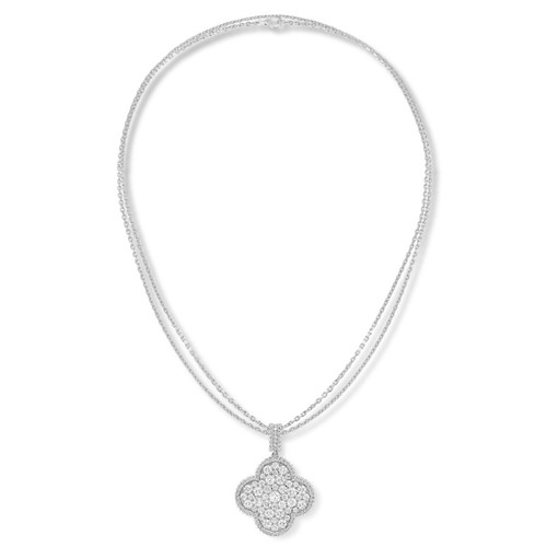 Vintage van cleef replica Alhambra white gold pendant