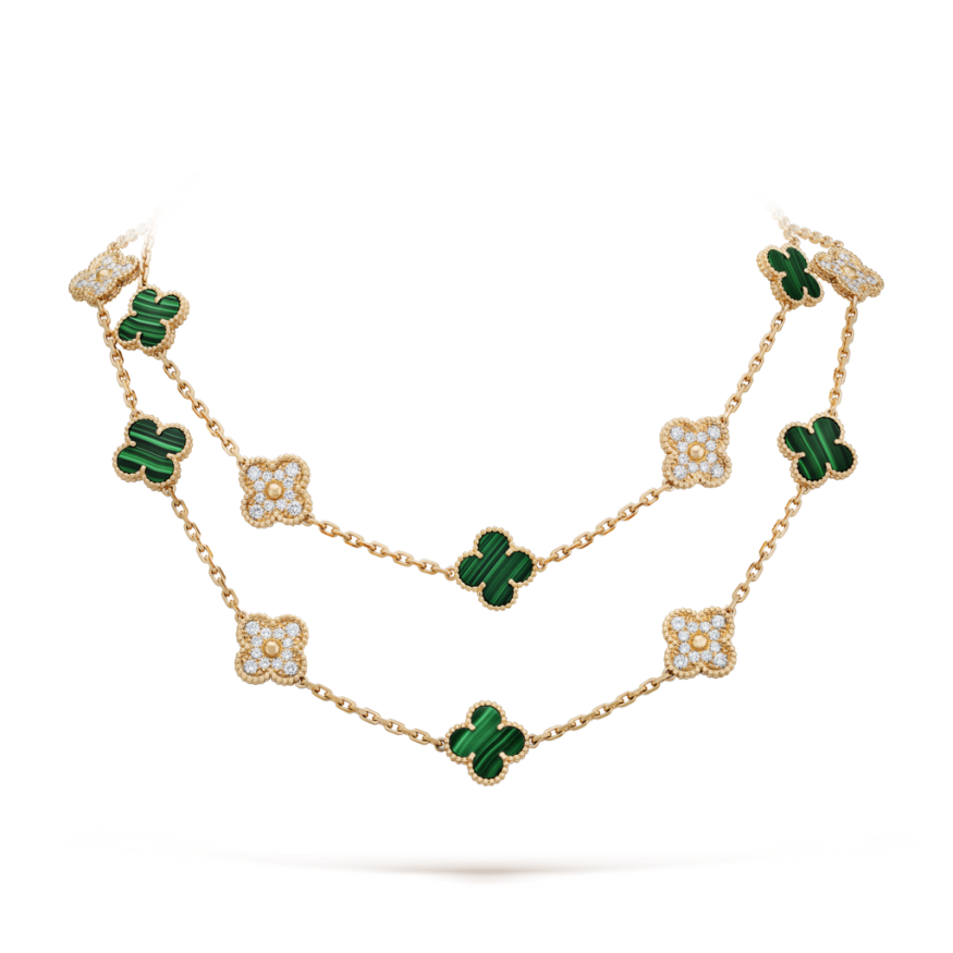 Vintage van cleef replica Alhambra yellow gold long necklace