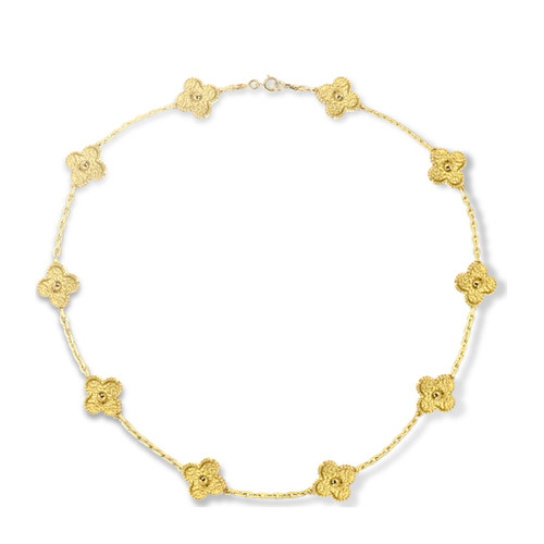 Vintage van cleef Replik Alhambra gelbes Gold Halskette