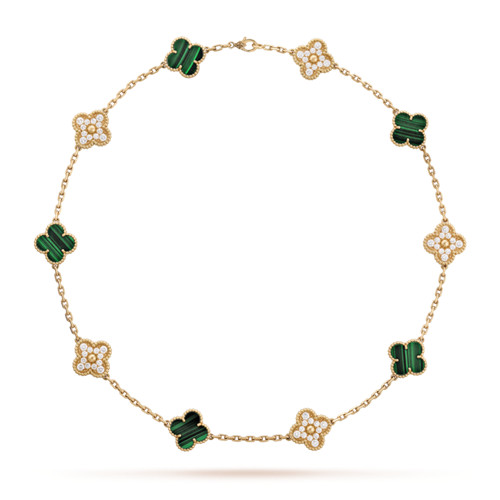 Vintage van cleef replica Alhambra gelbes Gold Halskette