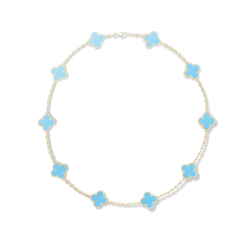 Van Cleef & Arpels 18K YG with Turquoise & Diamonds Necklace