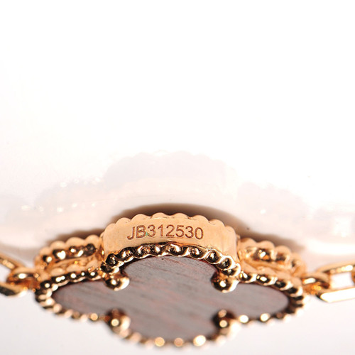 Vintage replica Van Cleef & Arpels Alhambra bracelet pink gold 5 motifs bois d'amourette