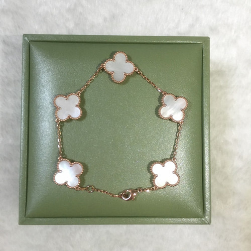 Vintage van cleef copy Alhambra pink gold bracelet white mother-of-pearl