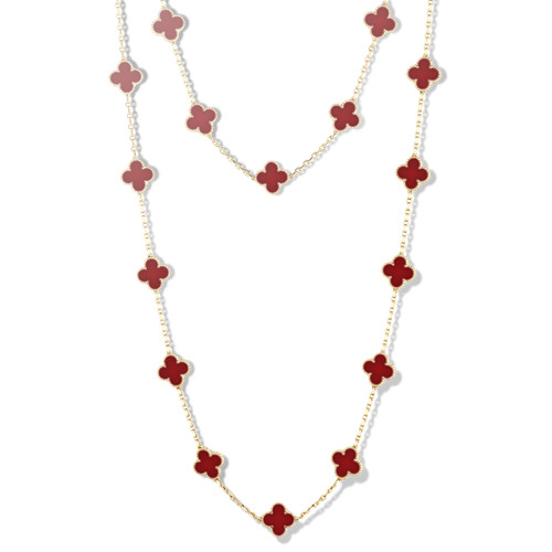Van Cleef & Arpels Vintage Alhambra Red Carnelian Gold Pendant Necklace  Valentine's Day Love