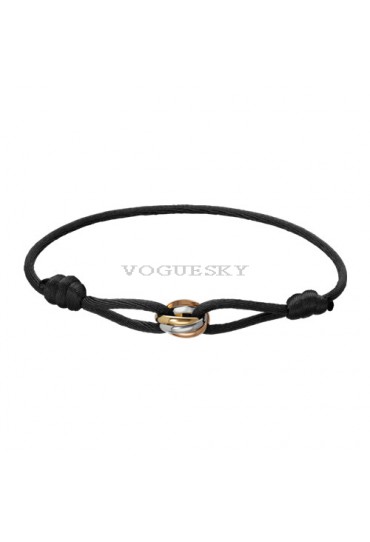 Trinity de cartier 3-gold black cotton rope bracelet B6016700 replica