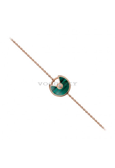 amulette de cartier rose gold inlaid diamonds malachite padlock design bracelet replica