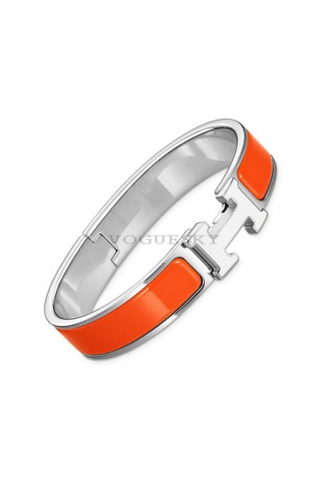 Hermes clic H bracelet white gold narrow fruity orange enamel replica