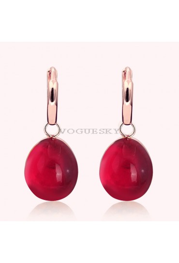 EARRINGS IN ROSE GOLD WITH WINE QUARTZ