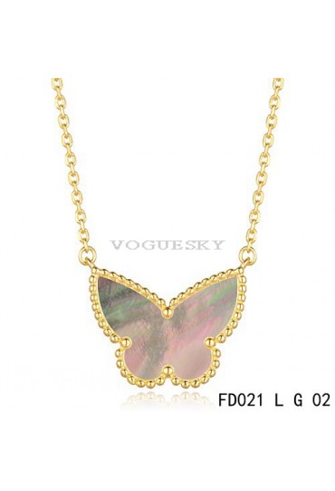 Van Cleef Arpels Yellow Gold Lucky Alhambra Butterfly Necklace Gary Mother-of-Pearl