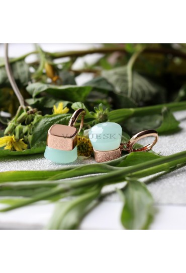 EARRINGS IN ROSE GOLD WITH SYNTHETIC JADE