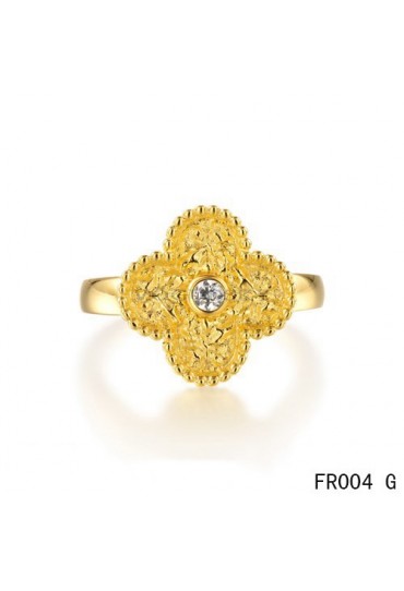 Van Cleef & Arpels Vintage Alhambra Ring,Yellow Gold with Diamond