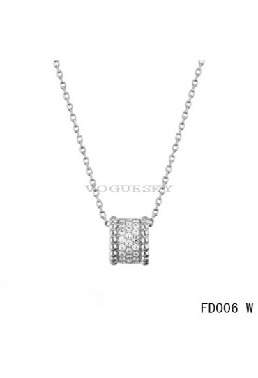 Van Cleef Arpels White Gold Perlee Pendant with Diamonds 5 Rows