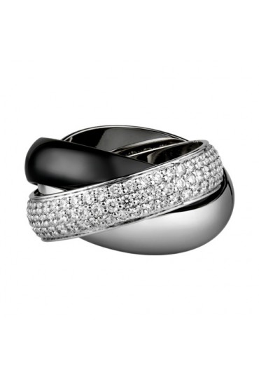 trinity de Cartier white gold ring covered diamond precision ceramics replica