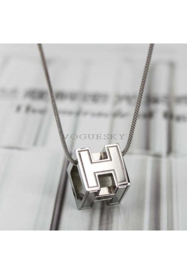 Hermes H pendant white gold chain necklace replica
