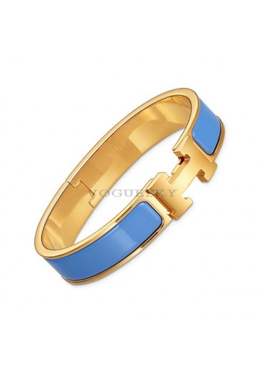 Hermes clic H bracelet yellow gold narrow transat blue enamel replica
