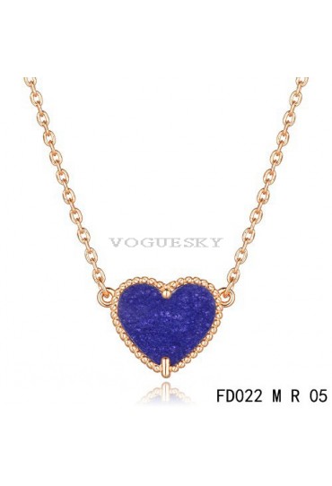 Van Cleef Arpels Sweet Alhambra Lapis Lazuli Heart Necklace Pink Gold