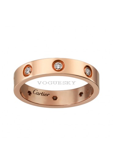 cartier love pink Gold ring eight diamond narrow version replica
