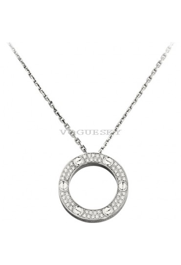 cartier love necklace white gold paved with diamonds pendant replica