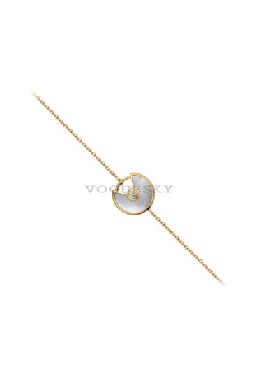 amulette de cartier yellow gold White mother of pearl padlock design bracelet replica
