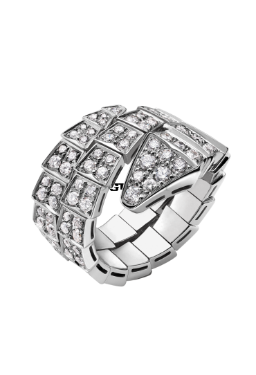 Bvlgari Serpenti ring white gold double-spiral Covered with diamonds AN855117 replica