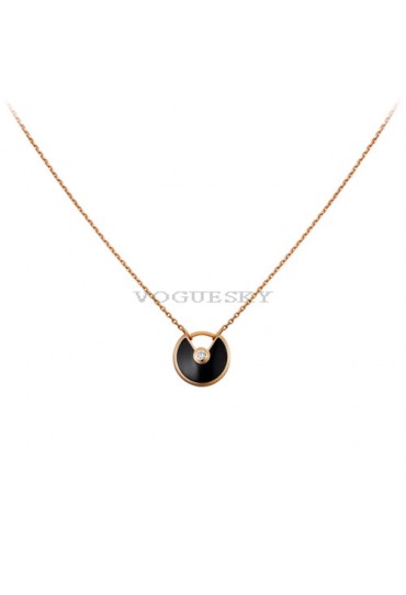 amulette de cartier necklace pink gold onyx diamond replica