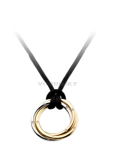trinity de Cartier necklace 3-gold pendant black rope diamond pendant replica