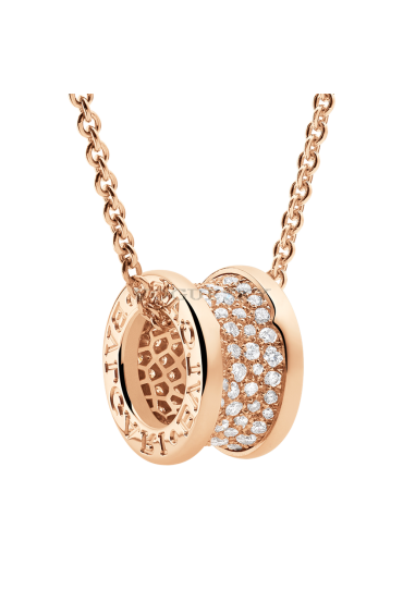 Bvlgari B.ZERO1 necklace pink gold paved with diamonds pendant CL856300 replica