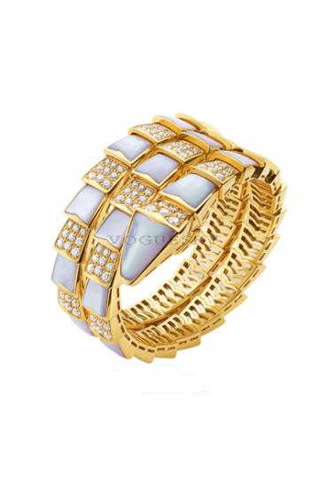 Bvlgari Serpenti Bracelet yellow gold with mother of pearl and diamonds BR855296 replica