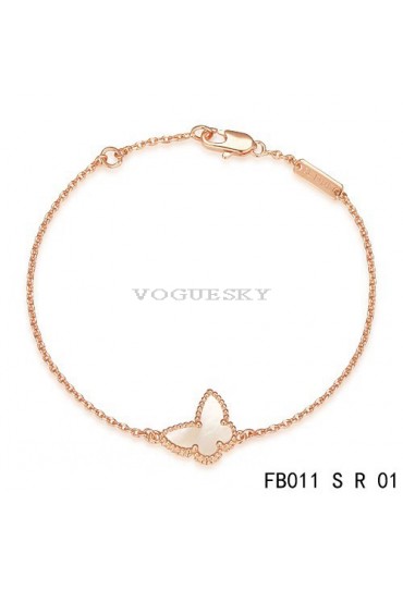 Sweet Alhambra Butterfly Bracelet in Pink Gold with White Mother-of-peral