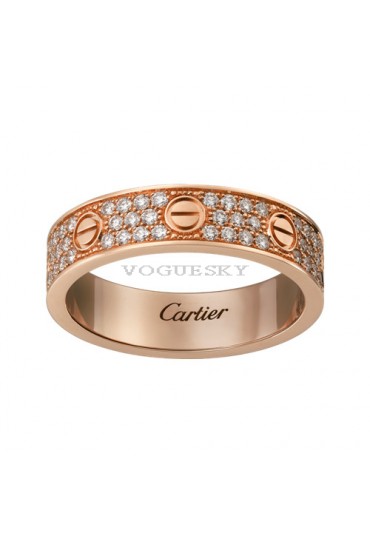 cartier love pink Gold covered diamond ring narrow version replica