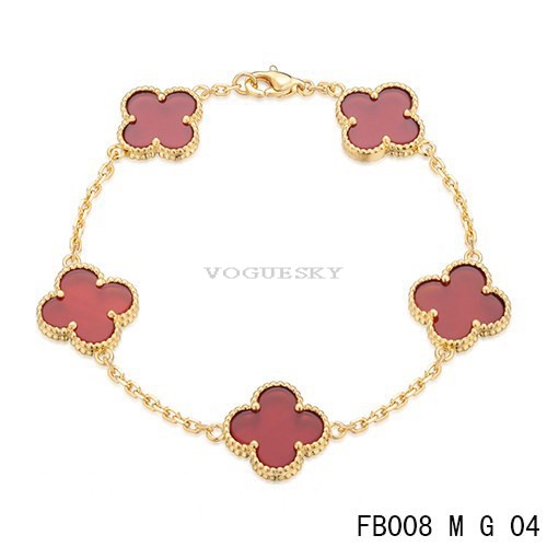 Van Cleef & Arpels // 18K Rose Gold Alhambra Carnelian Bracelet – VSP  Consignment