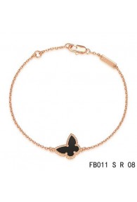 Van Cleef & Arpels Pink Gold Sweet Alhambra Black Onyx Butterfly Bracelet