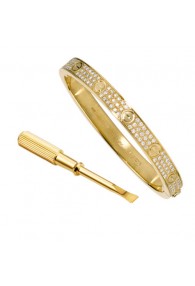 cartier love bracelet yellow gold plated real paved with diamonds replica