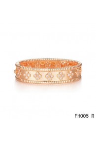 Van Cleef & Arpels Perlee Clover Bracelet,Pink Gold,Medium Model