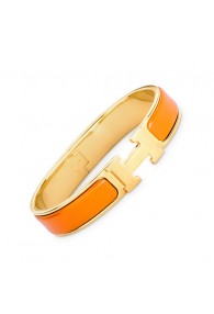 Hermes clic H bracelet yellow gold narrow orange enamel replica
