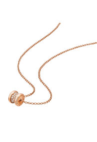 Bvlgari B.ZERO1 necklace pink gold paved with diamonds pendant CL857518 replica