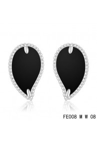 Van Cleef & Arpels White Gold Sweet Alhambra Leaf Earrings Black Onyx