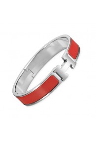 Hermes clic H bracelet white gold narrow coral red enamel replica