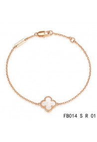Van Cleef & Arpels Sweet Alhambra Clover Bracelet in Pink Gold,White Mothe-of-parl