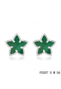 Van Cleef and Arpels White Gold Lucky Alhambra Malachite Star Earstuds
