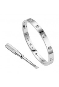 cartier love bracelet white gold plated real with 10 Diamonds replica