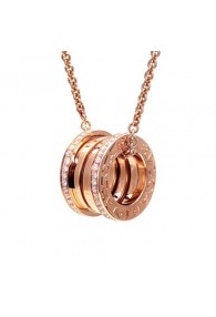 Bvlgari B.ZERO1 necklace pink gold paved with diamonds pendant CL857025 replica