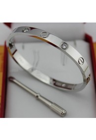 cartier love bracelet white gold plated real with 4 Diamonds replica