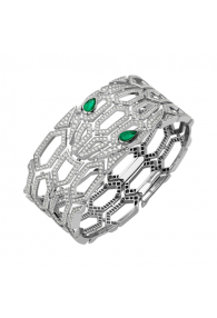 Bvlgari Serpenti Bracelet white gold with emeralds and diamonds BR857667 replica
